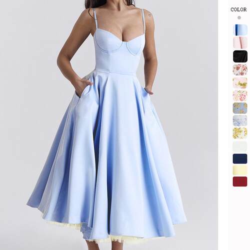Princess dress with mesh and double layered suspender