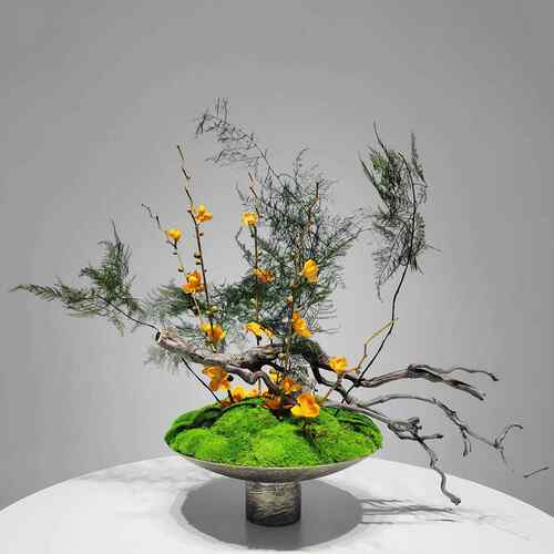新中式创意永生苔藓仿真花艺摆件客厅展厅玄关绿植盆栽装饰品摆件