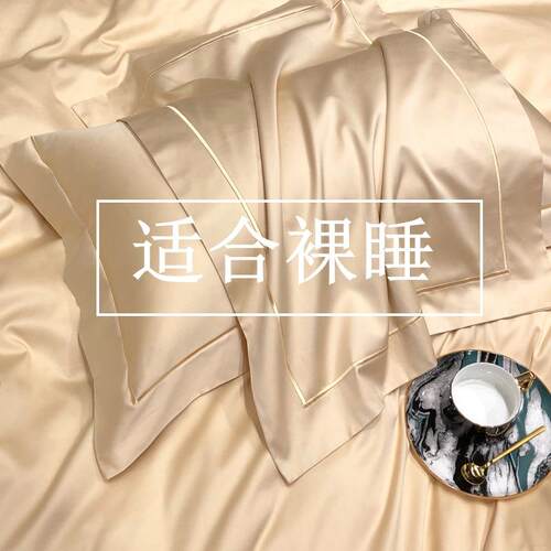 高端贡缎新疆长绒棉四件套纯色简约被套100全棉纯棉轻奢酒店床品