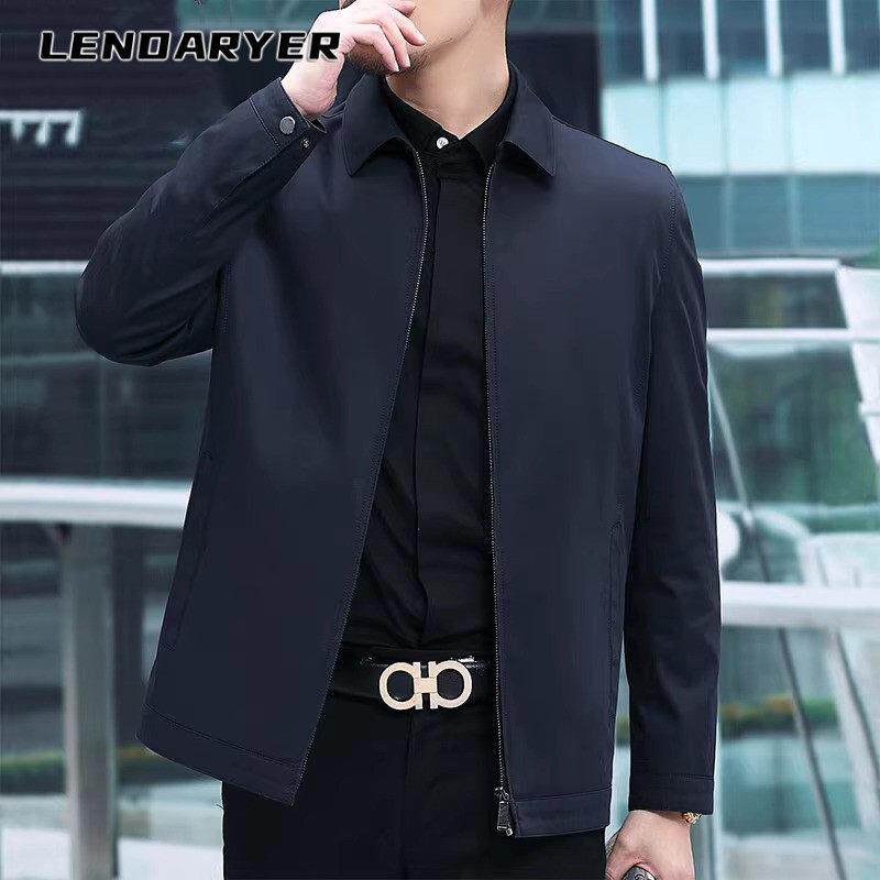 LENDARYER男士夹克外套2025秋季新款轻奢商务休闲纯棉茄克衫男装