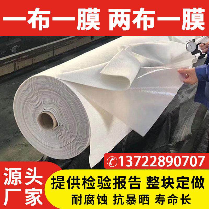 覆合土工膜防水防渗养殖地膜HDPE鱼塘鱼池护坡塑料膜一布两布一膜