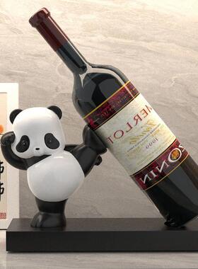 熊猫红酒架摆件乔迁新房酒柜家居饰品轻奢高档客厅餐边柜酒托装饰