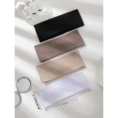 4Pcs/SetWide Solid Color HairBands Soft Elastic Headband Wom