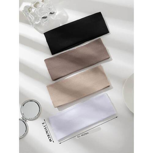 4Pcs/SetWide Solid Color HairBands Soft Elastic Headband Wom