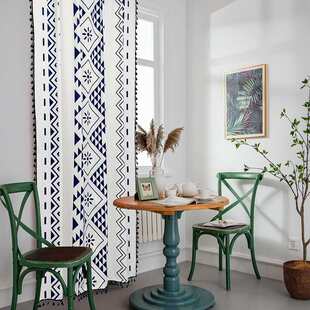 印花窗帘米亚成品窗帘厂家遮光棉麻波西飘民族窗帘外贸窗直供