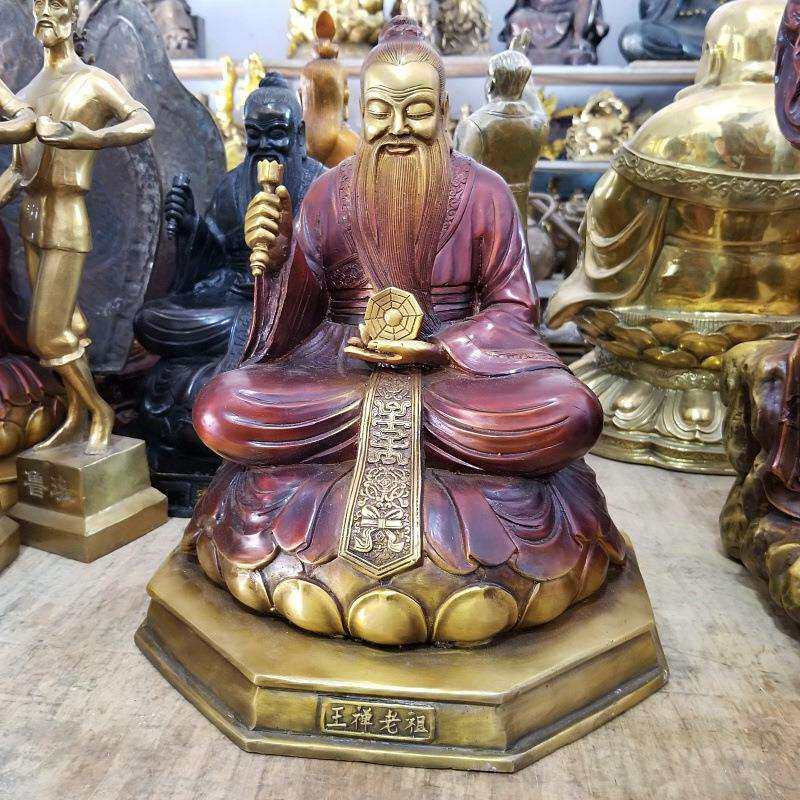 彩绘铜王禅老祖坐像铜王诩王禅老祖像鬼谷子装饰工艺摆件