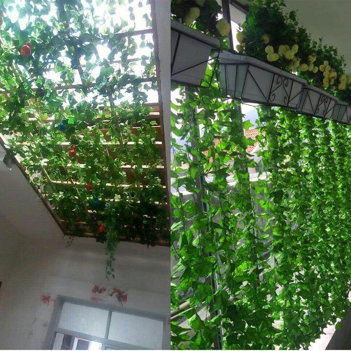 真加世sI1w4仿绿萝叶假花藤条葡吊萄树叶管顶道装饰藤蔓塑料绿植
