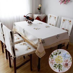 餐桌布艺棉麻长方布田园台形布丝带绣花小清新简约圆桌家用茶几布