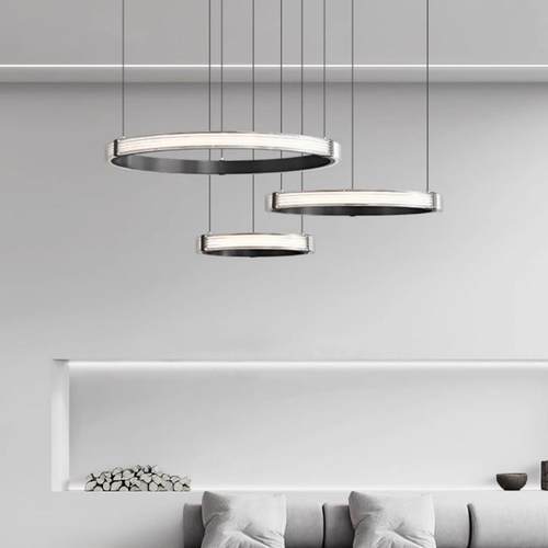 意式极简客厅吊灯现代简约创个性气lof意t挑高轻大主86457灯圆环