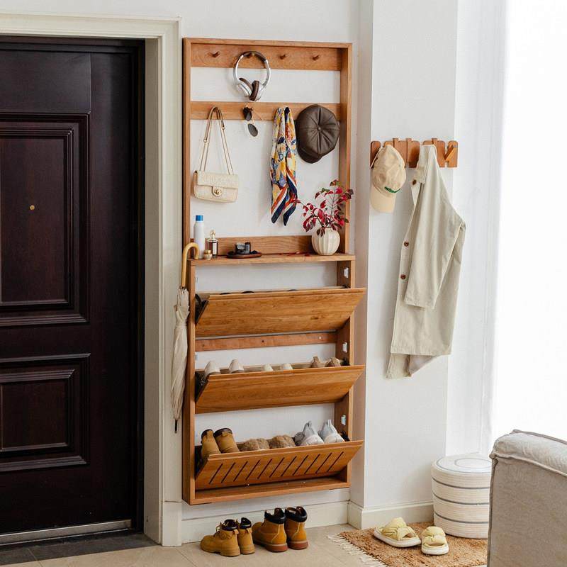 红樱桃木鞋架多层家门口入户门口置物架鞋柜收纳柜一体靠墙超薄,住宅家具,鞋架,淘宝优惠券,粉丝福利购,淘宝优惠卷