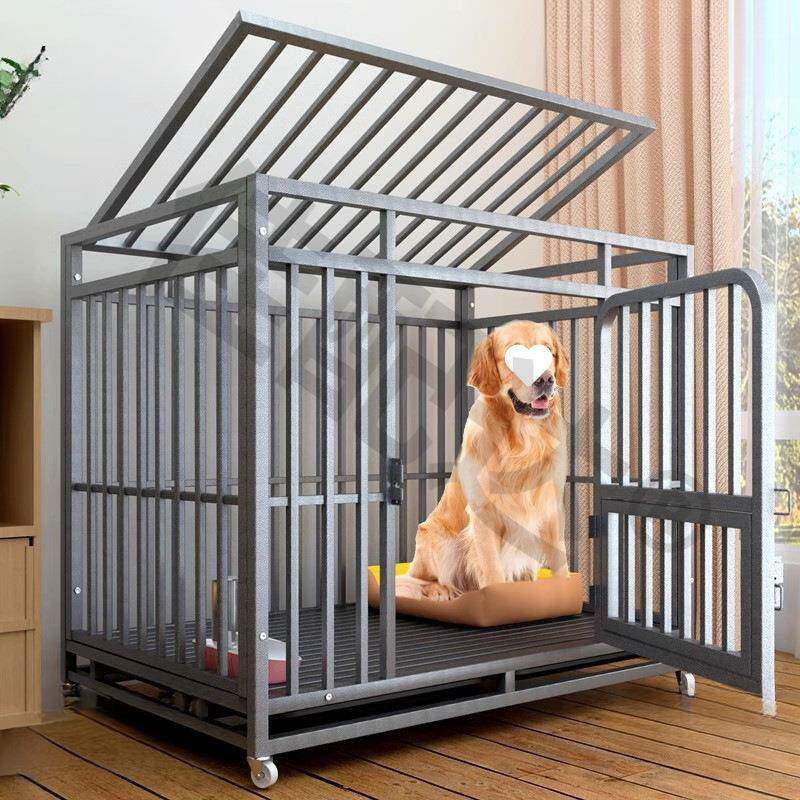 带狗窝室内狗笼子方管厕所笼子加粗铁笼子宠物全大型犬中狗笼