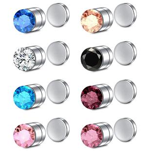Earring Stud Magnetic Crystal Piercing Nose Fake 1Pair