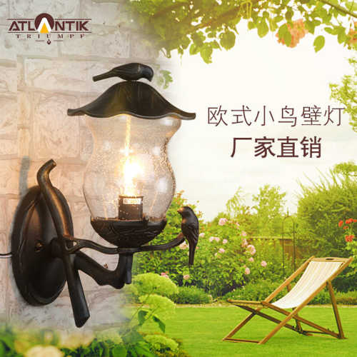 壁灯欧式户外室内小鸟壁灯酒店走廊过道灯饰床头玄关复古创意壁灯