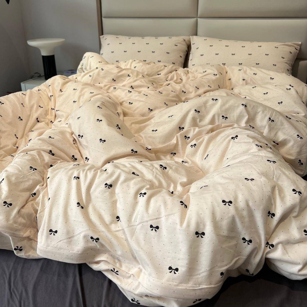 婴幼儿针织棉四件套贴身天竺棉小碎花印花被套柔软透气床品