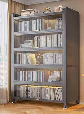 202508-Y制防尘置物钢柜门儿童书架落地带家客用厅多层展示储物收