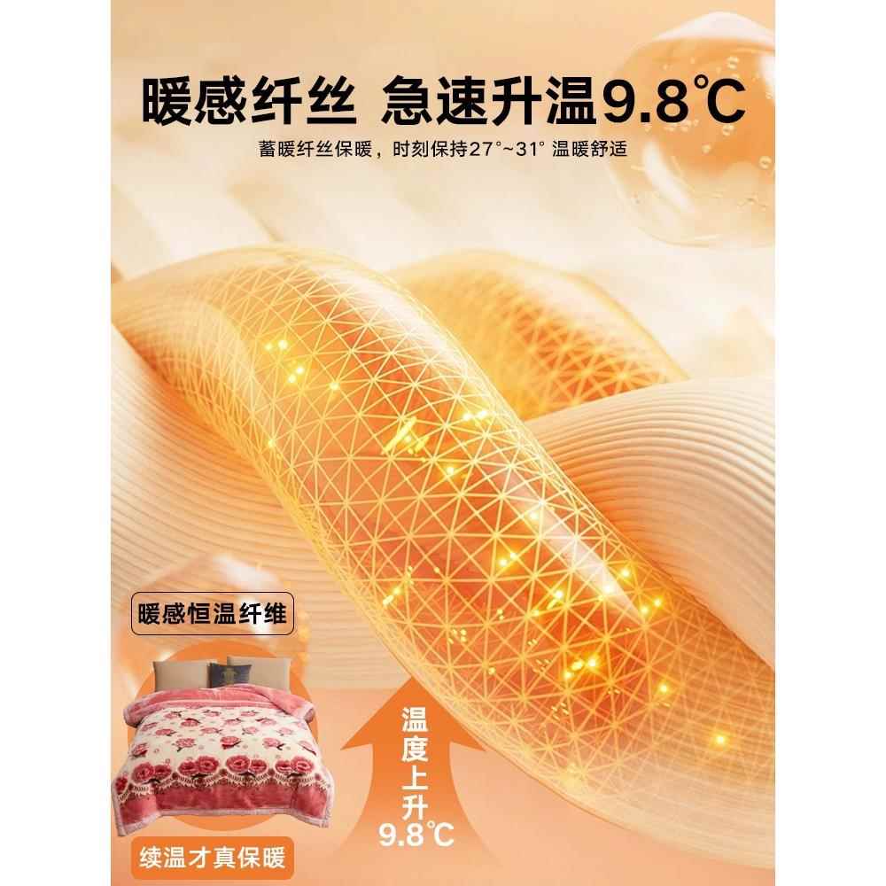 冬加季拉舍尔毛超厚绒床毯上用盖毯被结子婚珊瑚法yjw20231兰绒午