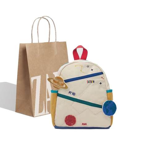 ZA家儿童书包新款星球幼儿园小书包卡通撞色男女通用女大学生背包