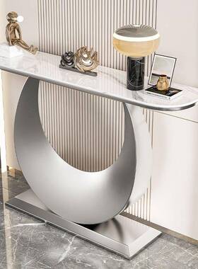 意式架客岩板玄关厅置物架玄关柜迎柜玄关置物靠ABH墙门半圆玄关