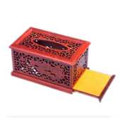 家居抽纸巾红酸纸盒摆件枝镂空加工艺礼品绒小木质盒批发