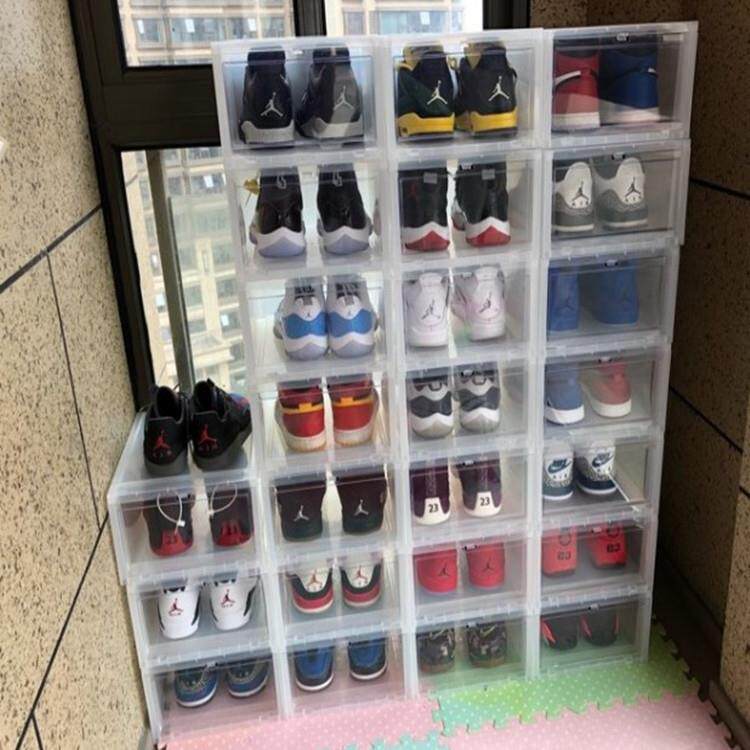 加厚透明鞋盒翻盖展示鞋柜自由组合男女鞋子收纳盒防尘塑料整理