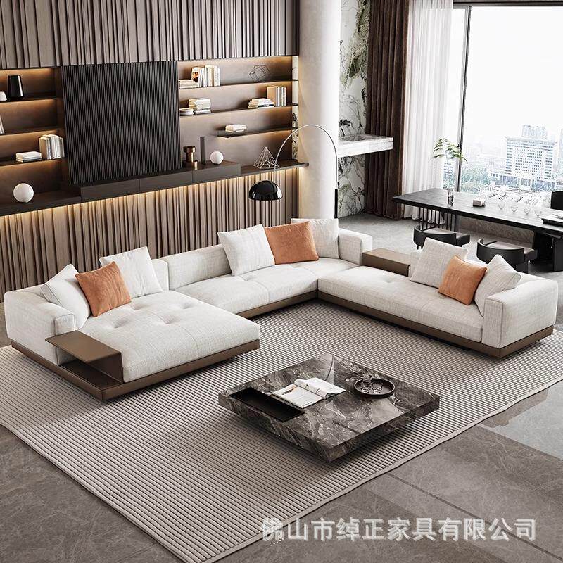 康纳利沙发大户型设计师款别墅大平层高端棉麻米洛缇U型布艺沙发