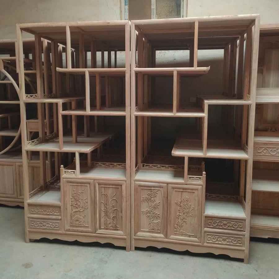 博古架彷古多宝阁展示架榆木多宝阁展示柜货架隔断白胚