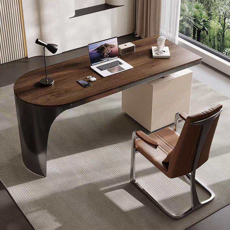 家用设计师书桌现代简约家用意式极简办公桌实木电脑桌书房写字台