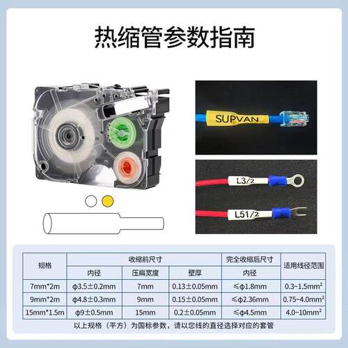 硕方标签机G15mini/11/12/G18pro白黄色热缩管标签G08001 G08002
