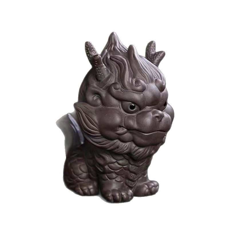 精品原矿紫砂招财麒麟茶宠高档瑞兽貔貅金蟾摆件可养茶桌茶台茶玩