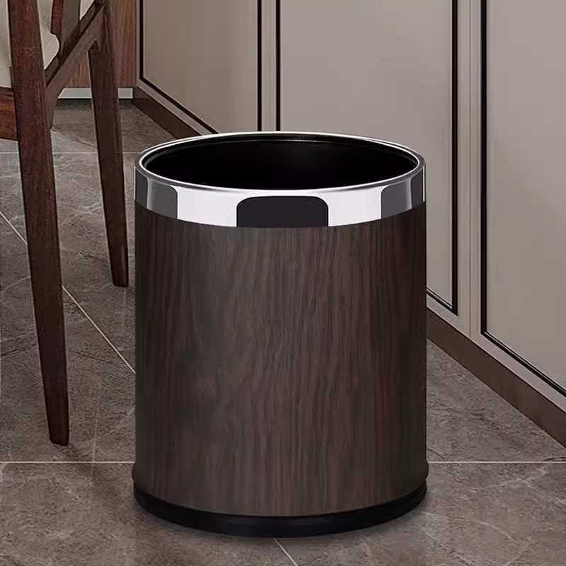 垃圾桶家用大号高颜值复古木纹客厅垃圾筒金属桶卧室高级感酒店用,家庭/个人清洁工具,垃圾桶,淘宝优惠券,粉丝福利购,淘宝优惠卷