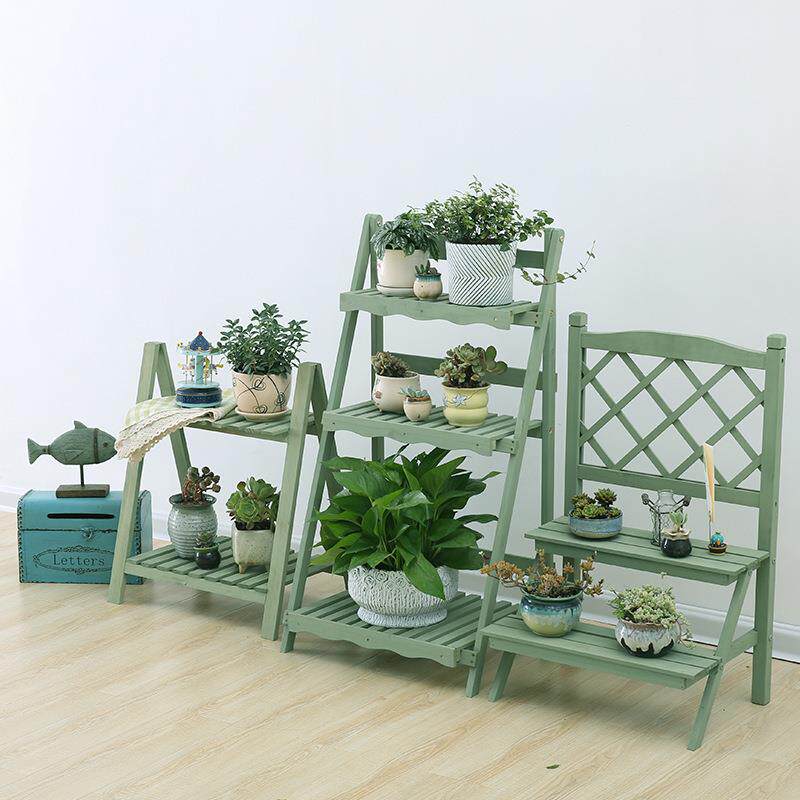 花花园组合架层实质木折叠花架多客厅阳台00602305室外阶梯木头架