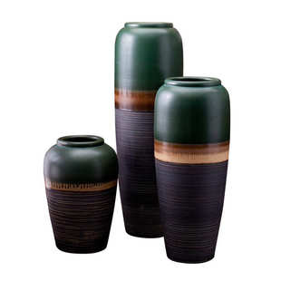 插花文艺厂家干支组合条纹瓶会所餐厅摆件陶罐居家怀旧时尚器复古