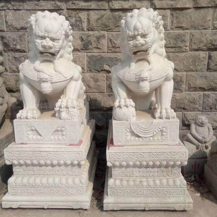 青石狮子看门庭院汉白玉石雕石狮子石雕动物门口摆件
