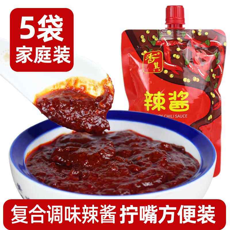 香其香辣酱220gx5拧盖装农家黄豆酱下饭酱东北大酱蘸酱手工酱