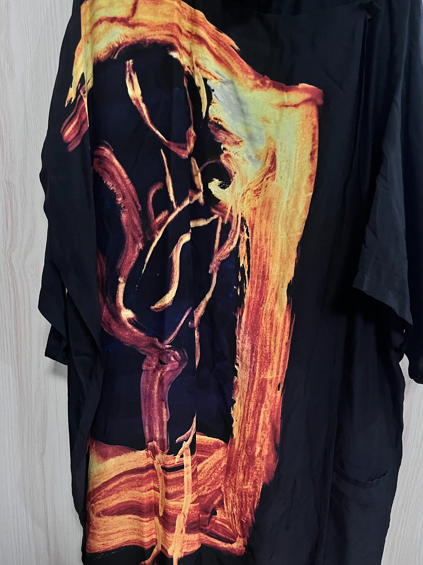 Yohji Yamamoto Black Silk Print Shirt — front