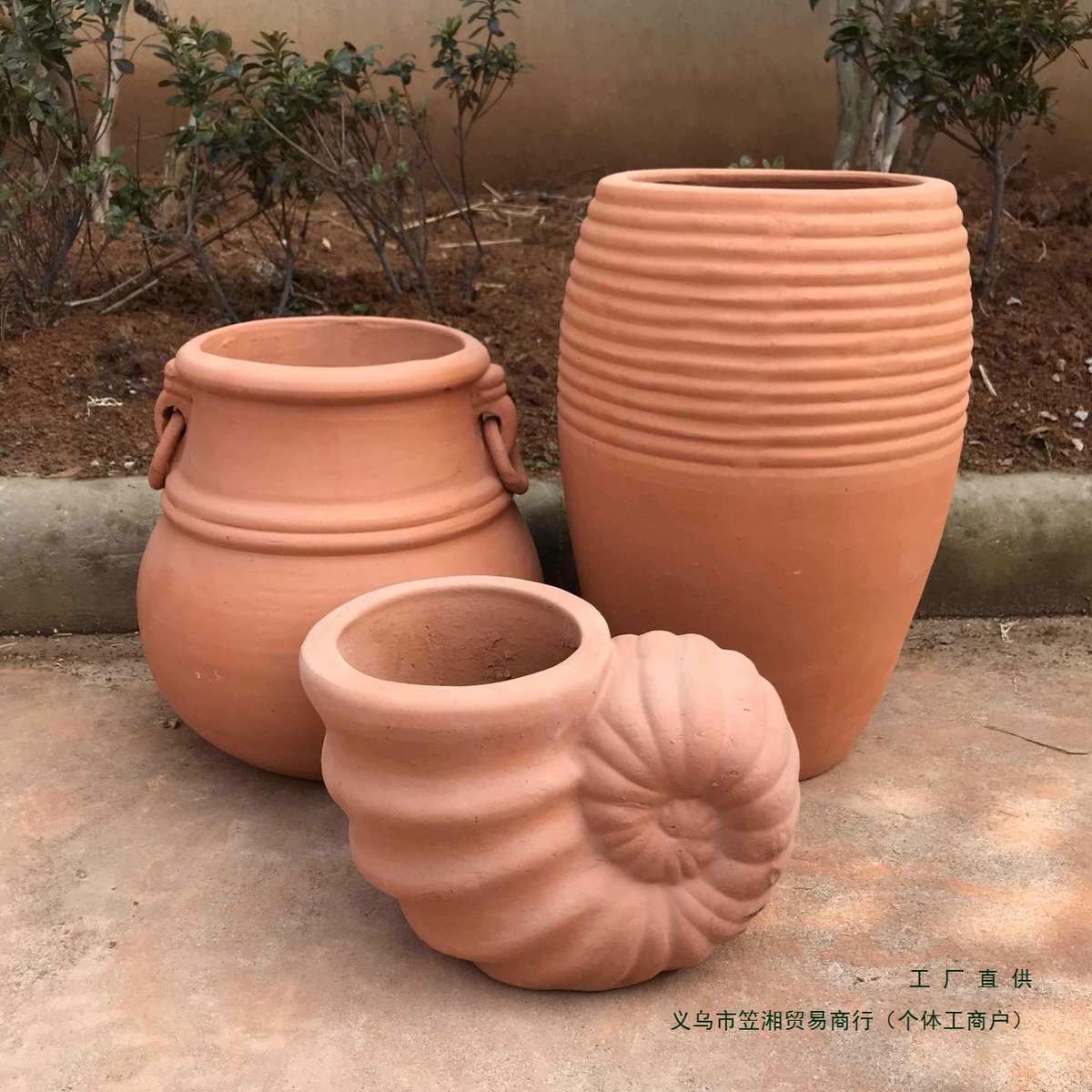 新款特大批发粗陶红泥陶瓷罐大号红陶花盆组合户外庭院陶罐土陶盆