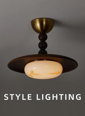 法式复古风卧室灯中古主卧灯阳台灯半吊吸顶灯儿童护眼书房装饰灯