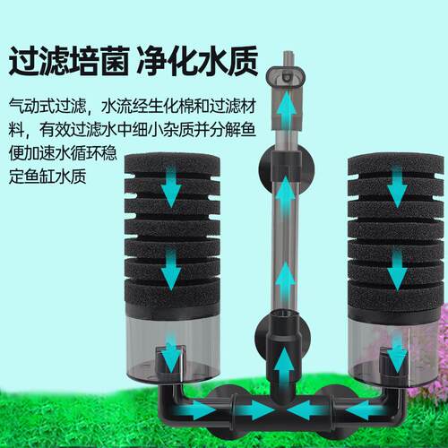 新款直销小型气动水妖精生化过滤器鱼缸虾缸水族箱增氧培菌养水反