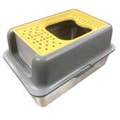 猫猫顶入砂围盆不锈钢提手加开放式 带 塑料把手盖子厕所全封闭有式