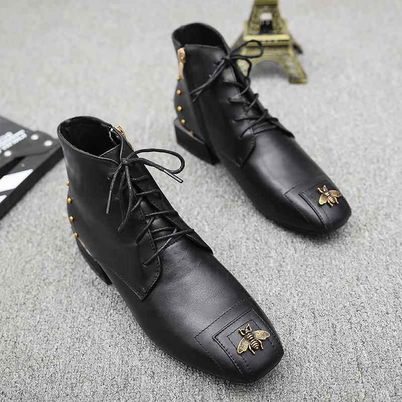 正品024新款秋2冬女鞋棉鞋真皮平底短靴女裸加绒靴里马丁靴季女英