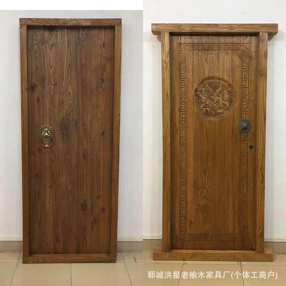 新中式老榆木庭院大门双开门复古别墅进户门农村庭院对开门