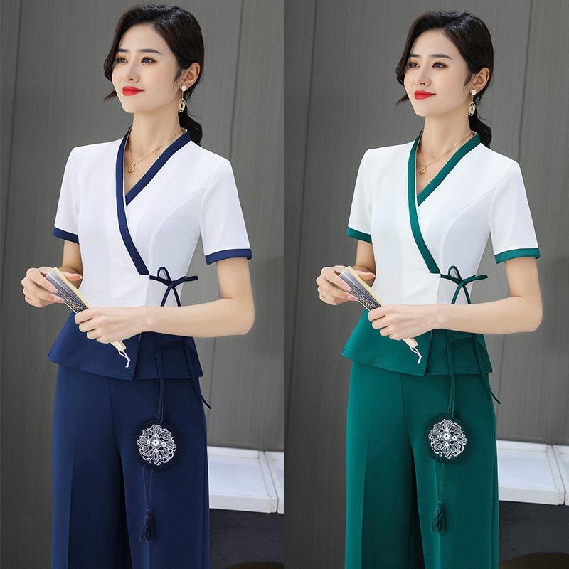 沐足工衣女高端气质足浴技师工作服高级足疗店制服按摩师套装透气