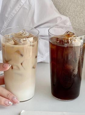 ins风简约透明玻璃杯女生夏天家用冰美式拿铁咖啡杯牛奶喝水杯子