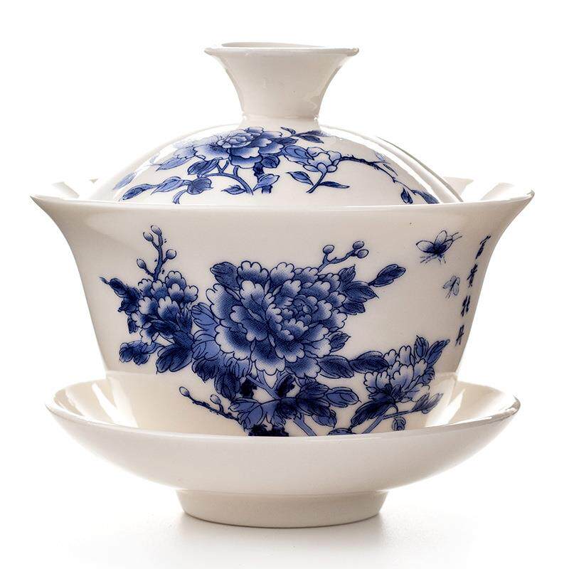 陶瓷功夫茶具三才盖碗茶壶手抓壶多款可选特价德化青花瓷泡茶碗