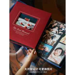 横竖混合相册红色酒红相簿600张家庭宝宝成长纪念册6寸插页大容量