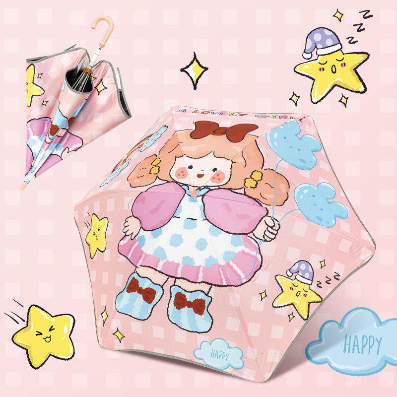 安全圆角儿童雨伞晴雨伞童女卡通上学专用幼儿园超轻长柄伞