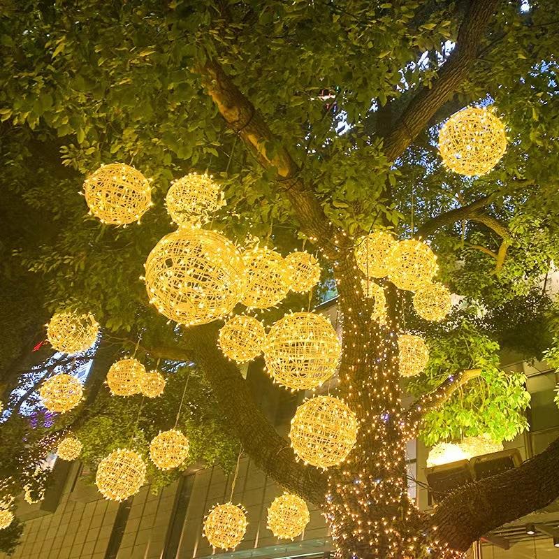 防水挂树藤球灯庭院景观灯工程亮化灯串室内外LED彩灯圣诞装饰藤