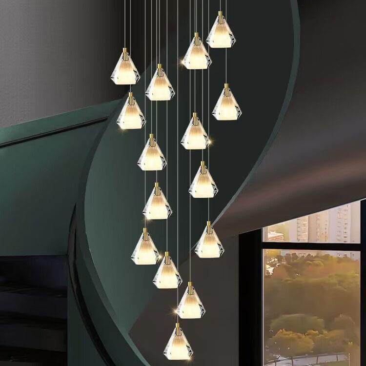 卧室床头楼梯吊灯轻奢现代简约北欧吧台餐厅极简复式楼水晶小吊灯