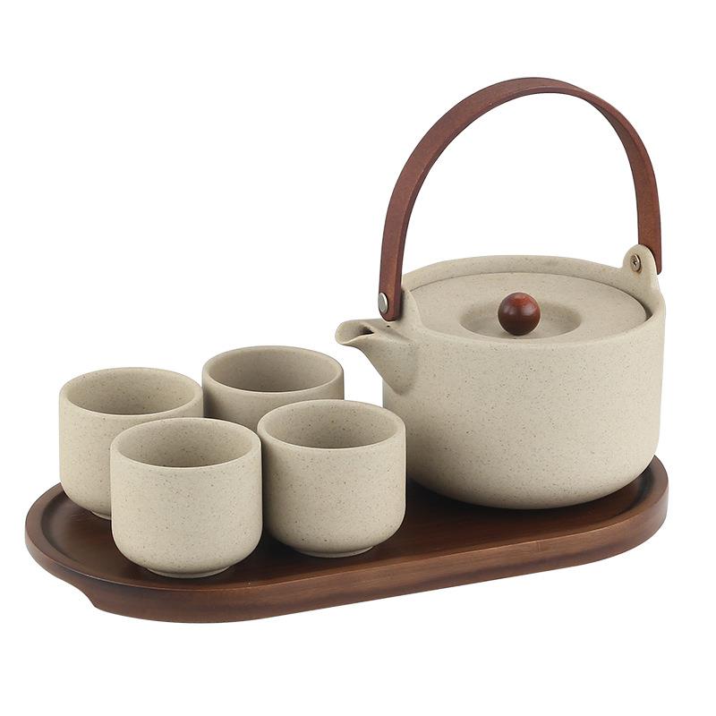 围炉煮茶中式粗陶茶具套装茶水分离提梁泡茶壶带茶漏可电陶炉煮茶
