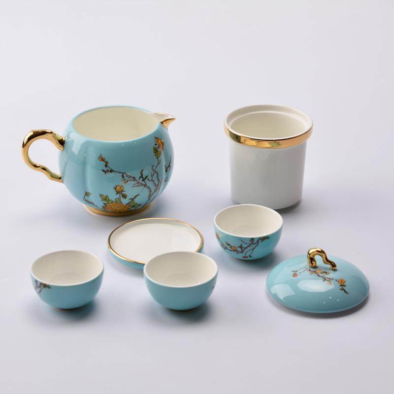 高档茶永源新品便夫人瓷丰西湖牡丹7头携旅行茶具套装小具快客杯3